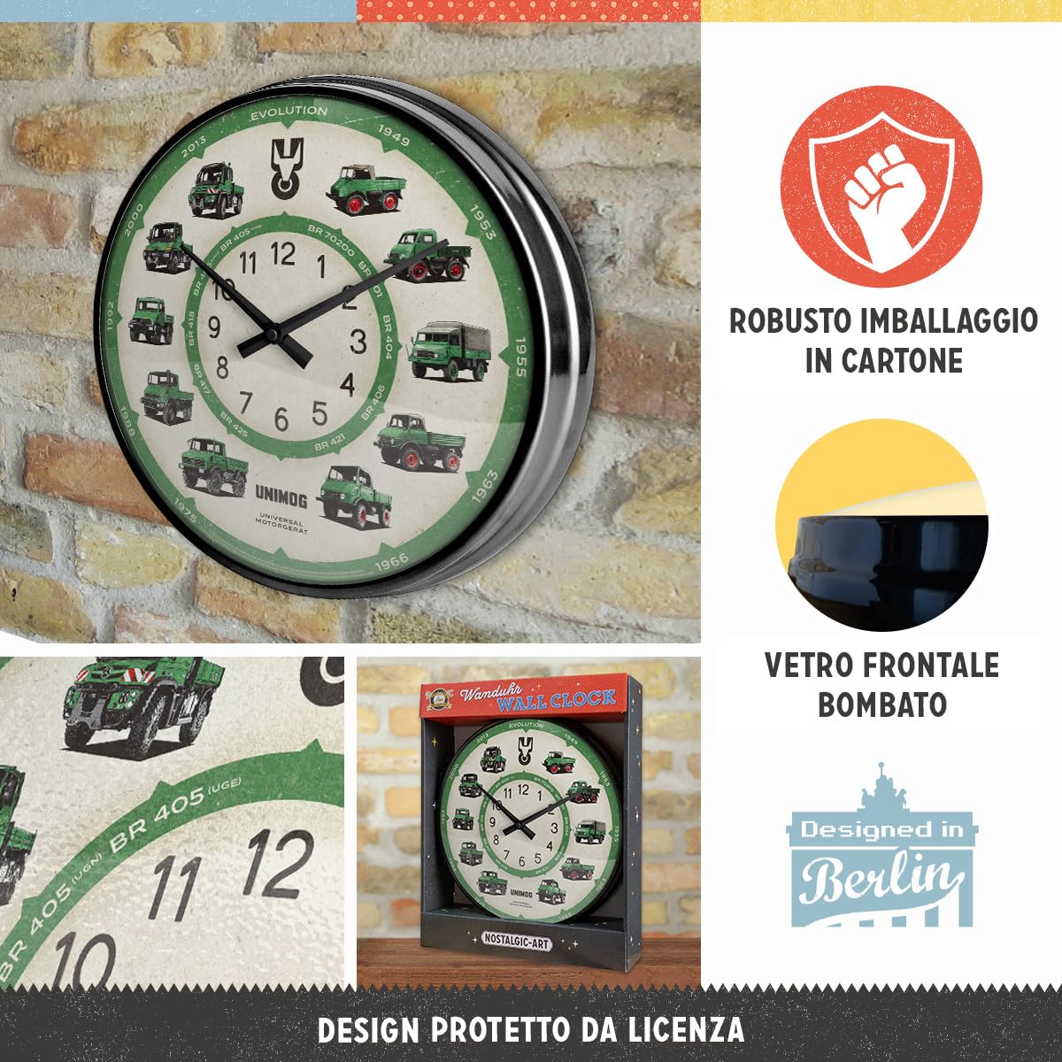Nostalgic-Art Orologio Da Parete Retro Mercedes Benz - Design Tachimetro, 31 Cm Di Diametro, Vetro Curvo, Regalo Per Appassionati Auto