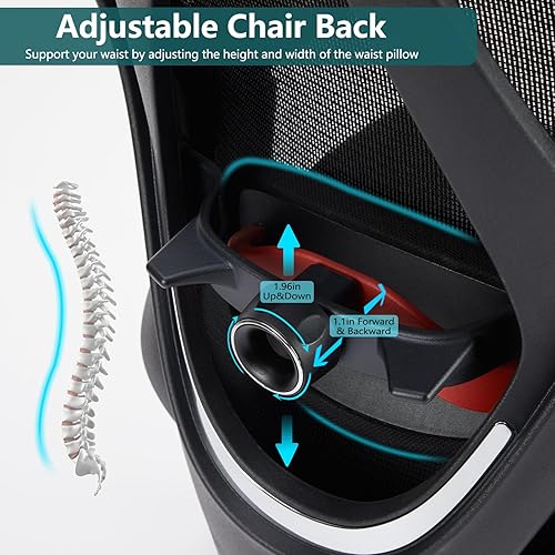 Miniatura 3 de Sweetcrispy Silla ergonómica de escritorio de oficina para computadora, respaldo alto, cómodas sillas giratorias de malla para juegos en casa con