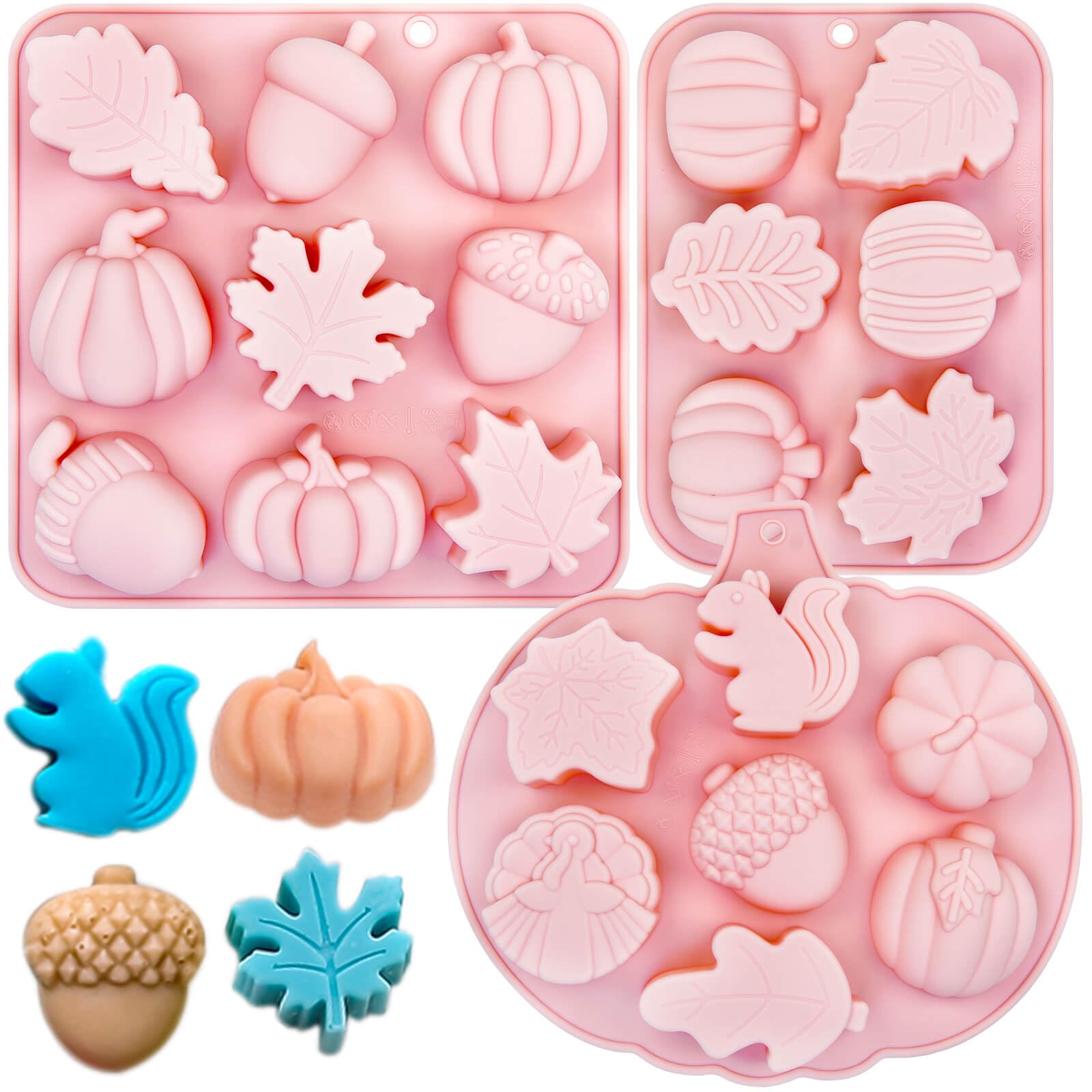 3 moldes de silicona para chocolate y calabaza, molde de chocolate 3D para decoración de pasteles, magdalenas, jabón, velas, galletas