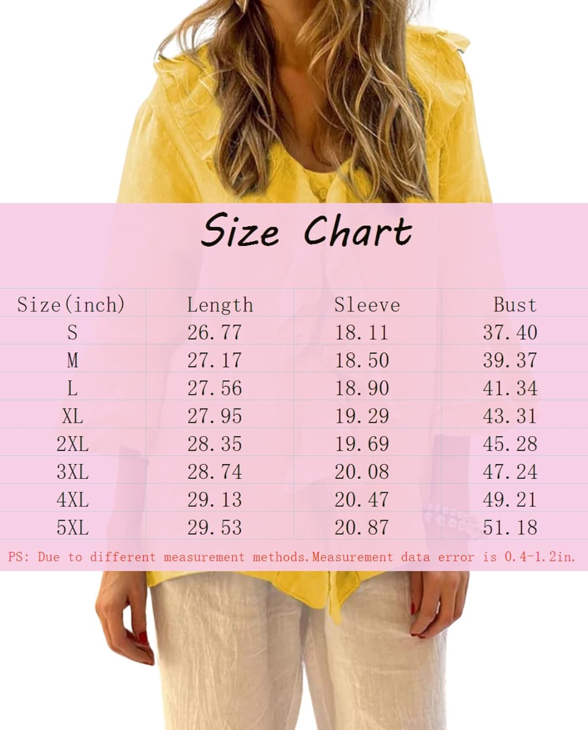 Womens V Neck Floral Ruffle Seven Points Flared Sleeve Blouse Comfortable Basic Solid Color Business Blouse - Image 7
