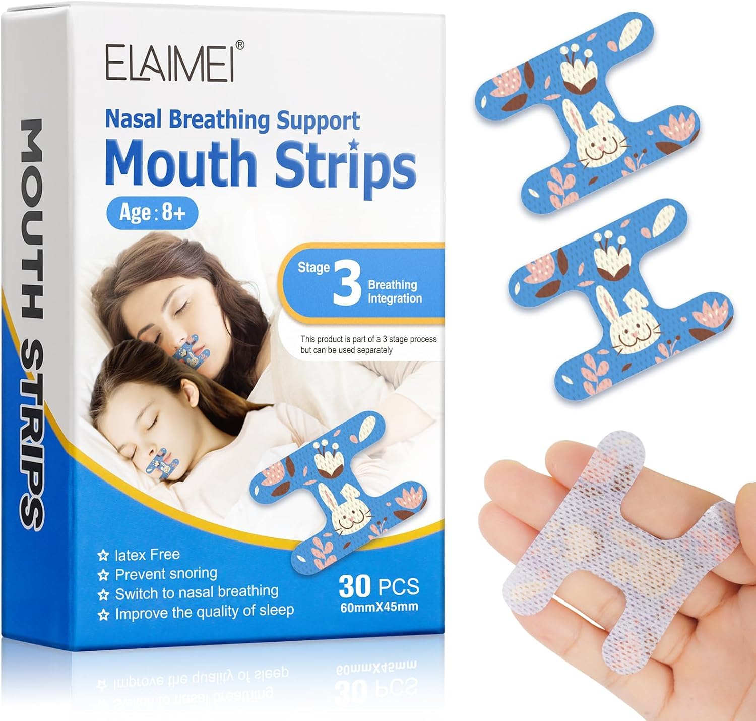 Boxania® Mouth Tape for Sleeping 30 PCS Adult and Child Sleep Mouth Tape for Less Mouth Breathing Snoring Relief, Gentle Mouth Tape for Better Nose Breathing Improved Sleep（Stage III）-image-37