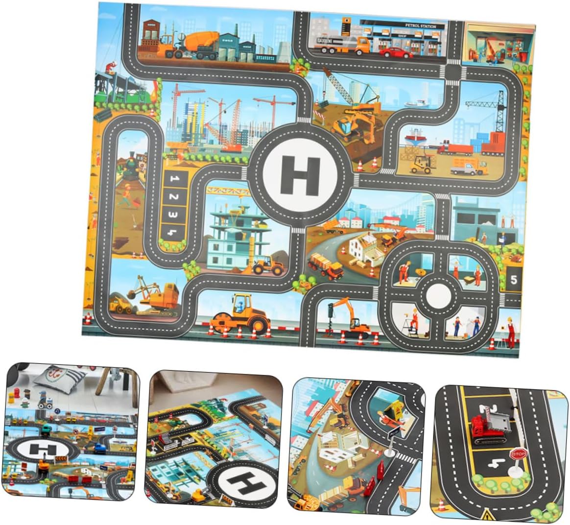 1set Traffic Game Mat for Educational Play Rug Traffic Signs Indoor City Building Area