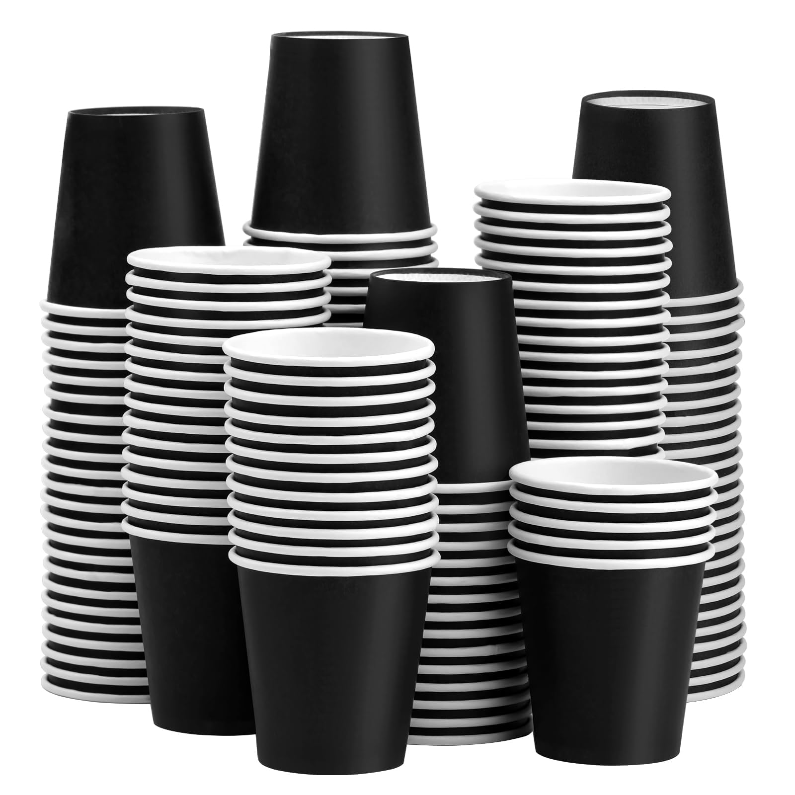 Prgery 150 Pack 3oz Black Paper Cups, Mouthwash Cups, Disposable Bathroom Cups, Paper Cups 3oz Ideal for Bathroom, Supermarket, Birthday Party, Picnic