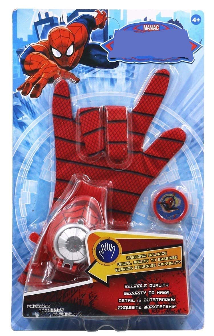 Cabin Hut SPIDERMAN Action Figure Super Hero Web Disc shooter with wearable Glove | Ultimate Shooter game with Glove | Kids Play fun Time Super War Net Thrown Action Hero web shooter for kids (Red)