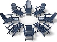 Vista 12 de FOOWIN Adirondack - Silla Adirondack con otomana retráctil, silla Adirondack plegable ajustable de polietileno de alta densidad con bandejas 4 en 1