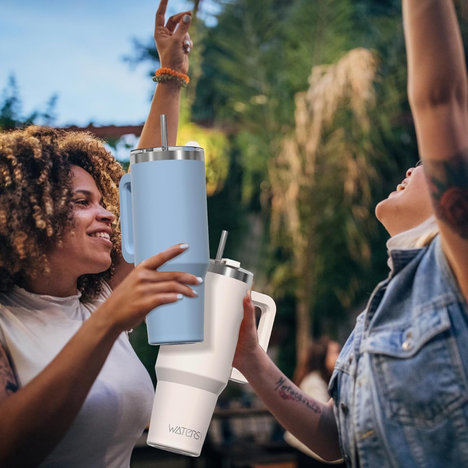 40 oz Tumbler with Handle,Tumbler with Lid and Straw,Double Wall Insulated Cup Stainless Steel Travel Mug(Cold for 34 Hours),Water Bottle for Iced Tea,Coffee,Cold Beverages(Smog Blue) - Image 7