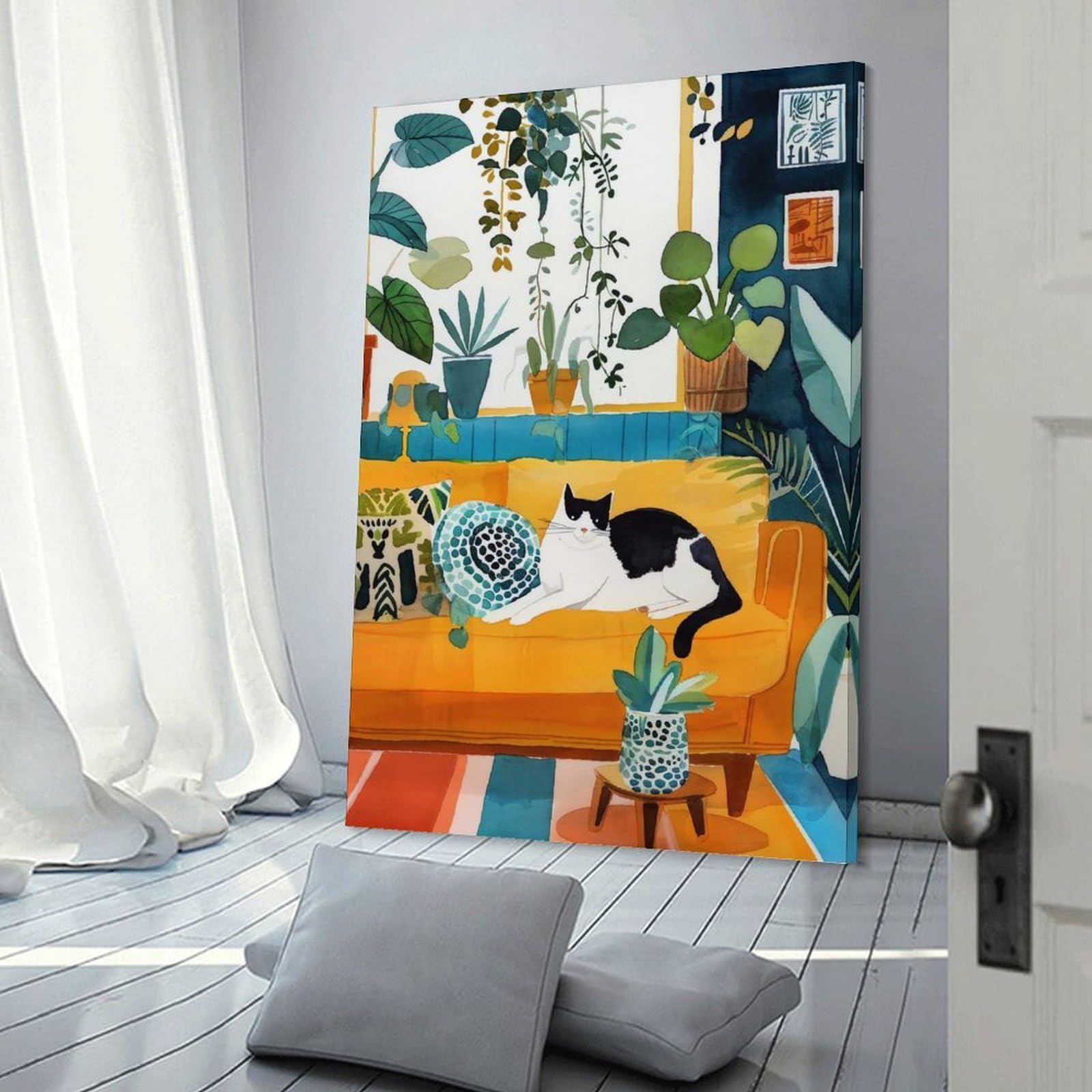 Junmoney Canvas Art Print Cats Life, 20x30inch(50x75cm), for Gallery Wall Layouts in Home Or Office, A Versatile Canvas Print for Layering