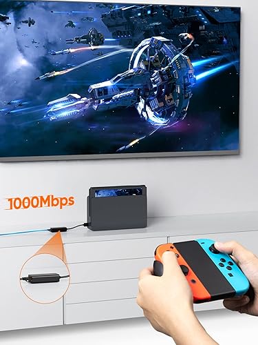 Vista 4 de Adaptador USB a Ethernet, CableCreation USB 3.0 a 10/100/1000 Gigabit Adaptador de red LAN con cable compatible con Nintendo Switch, Windows