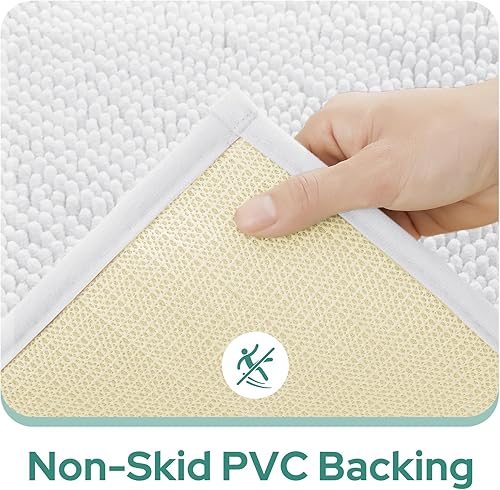 Miniatura 5 de HOMEIDEAS - Juego de tapetes para baño (2 piezas), de felpilla suave, absorbente, peluda, antideslizante, para baño, tina y ducha. Se pueden lavar a