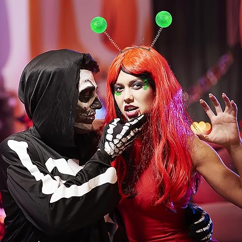 Miniatura 5 de Diadema de alienígena de Halloween con purpurina gruesa y holográfica marciana para suministros de fiesta de Halloween