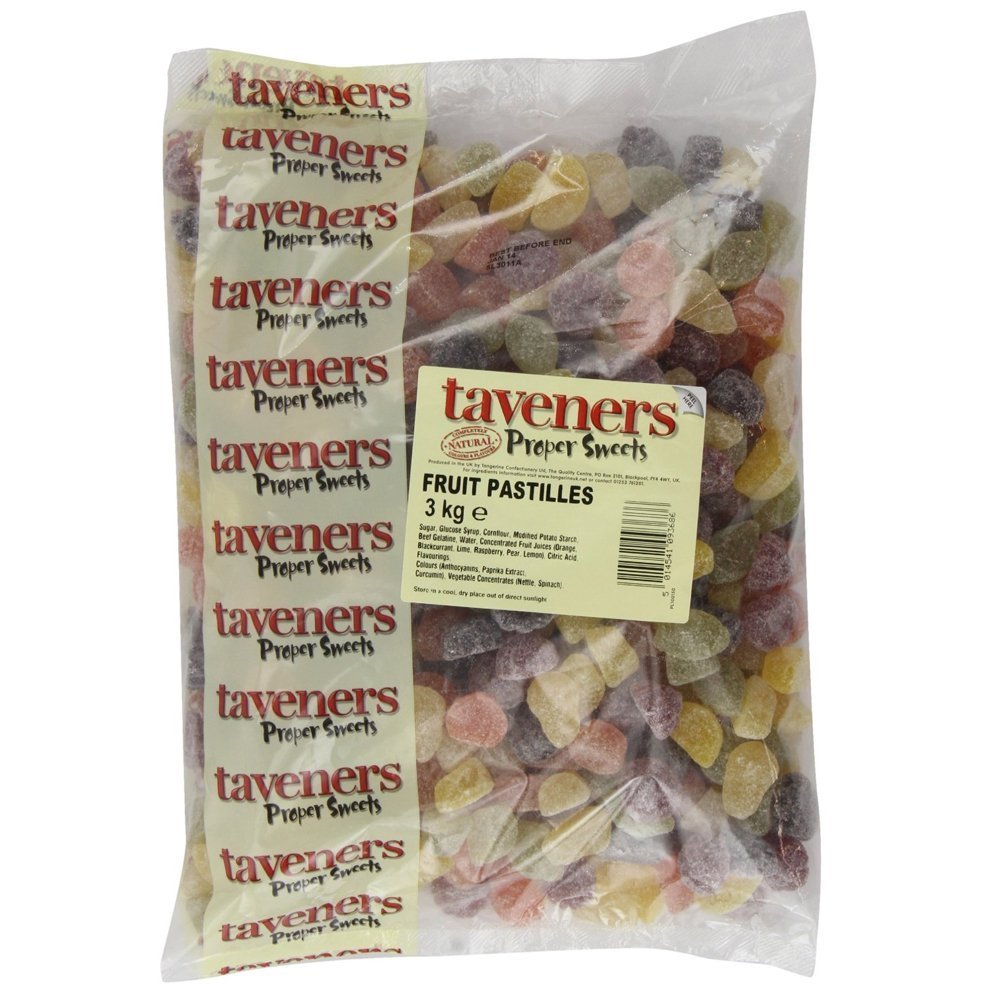 FRUIT PASTILLES (TAVENERS) 3KG | Hard Fruit Flavoured Sugar-Coated Gums | Refreshing Chewy Candy | Gluten Free Bulk Bag for Sharing & Parties