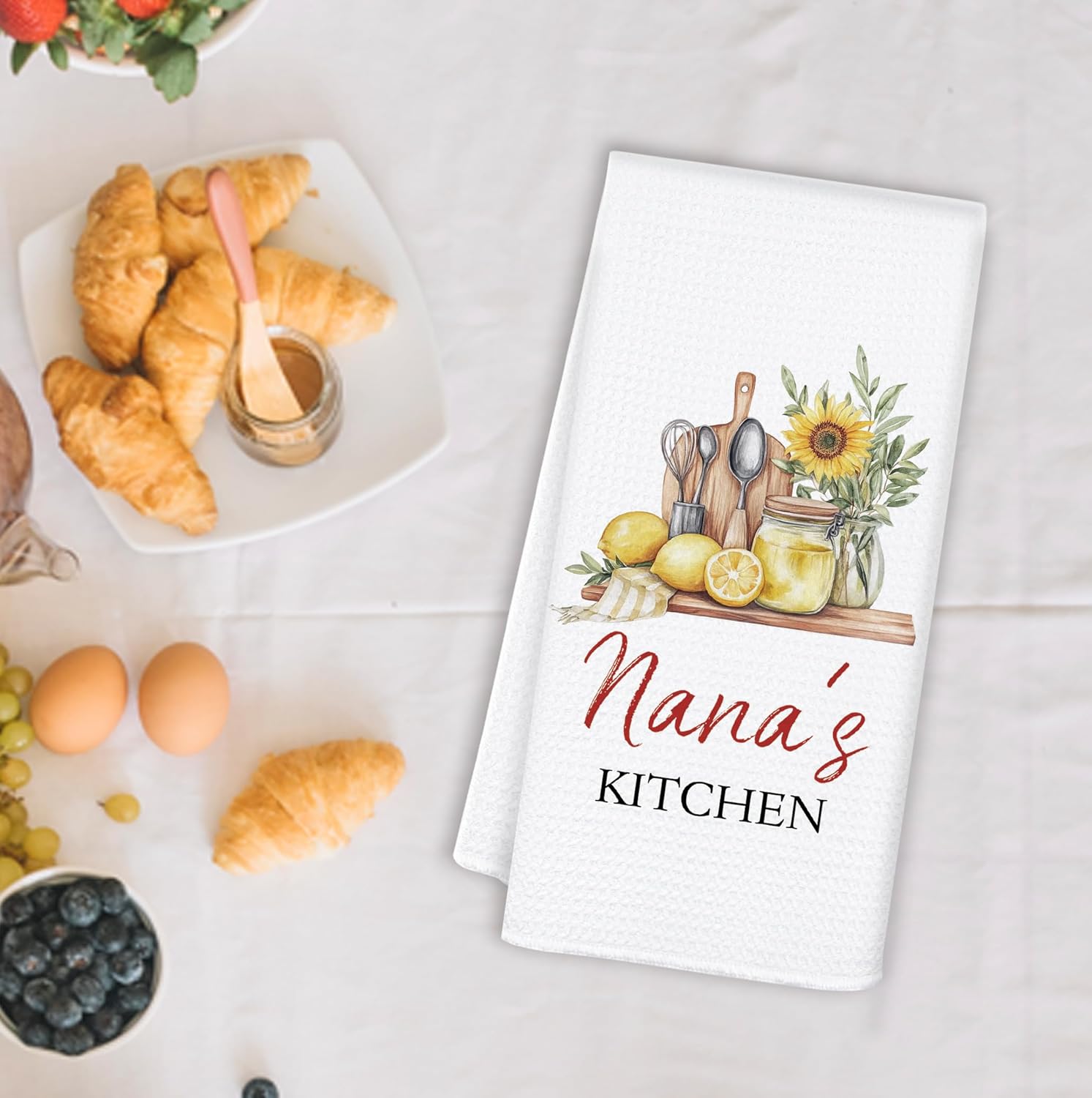 Nana's Grandma Kitchen Towels, Mother's Day Birthday Gifts for Nana Grandma Dish Tea Towels for Kitchen Decor, Grandmother Gifts from Grandkids Decorative Hand Towels, 16x24 Inch - Image 2