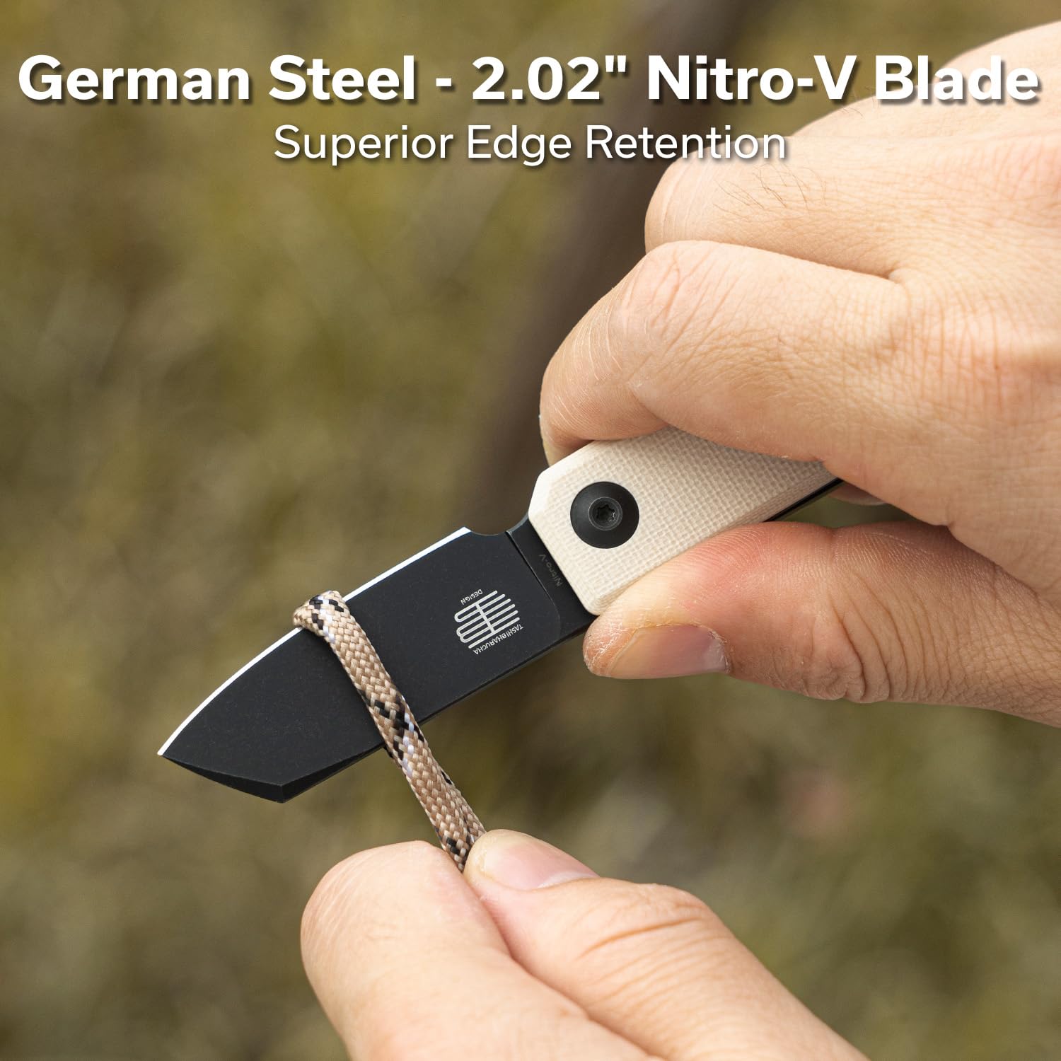 CIVIVI Mini Kukei Pocket Knife, Folding Knife 5.12 CM Nitro-V Blade G10 Handle, EDC Knife with Leather Sheath, Front Flipper Opener C25036-3(Ivory)