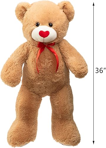 Miniatura 8 de HollyHOME Oso de peluche grande de San Valentín con corazón rojo para novia y niños, San Valentín, 36 pulgadas, color marrón