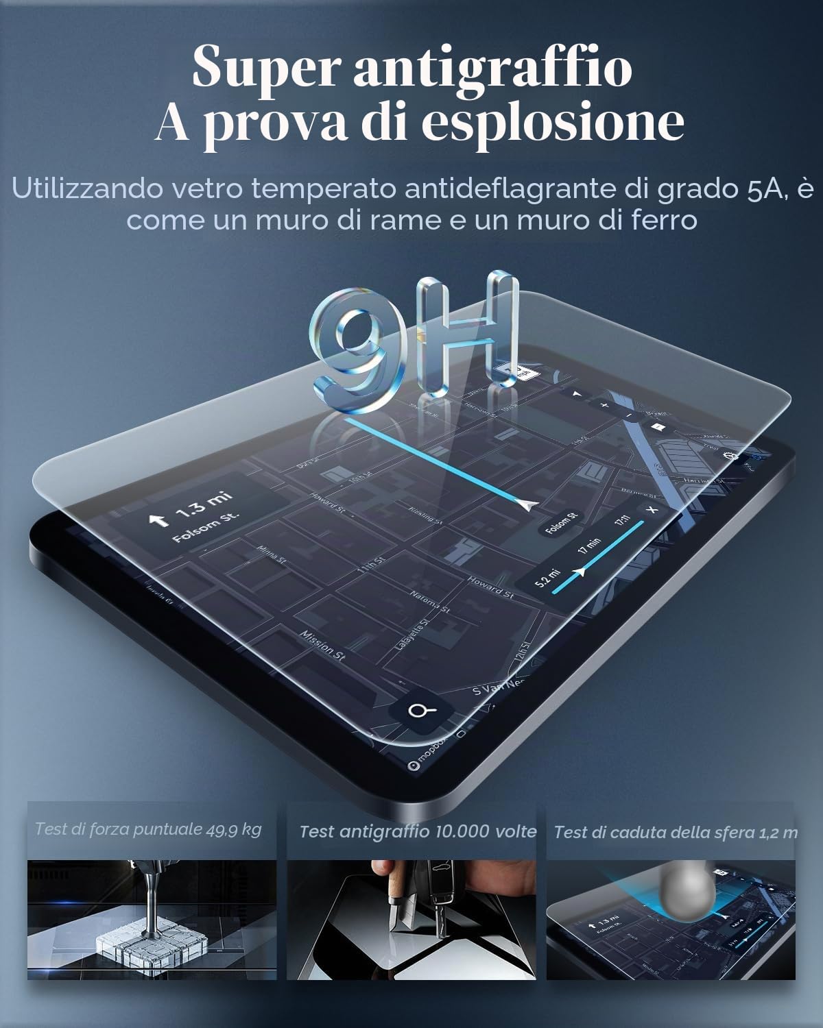 BIBIBO Pellicola protettiva per navigazione i3 i4, compatibile con BMW i3 i4 i5 i7 iX X5 X6 X7 XM iDrive 8 2022-2025, in vetro temperato 9H, pellicola protettiva per display per navigatore GPS