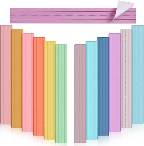 240 hojas de tiras adhesivas de 3 x 24 pulgadas tiras de palabras adhesivas coloridas a rayas de arco iris tiras de aprendizaje para oficina escuela