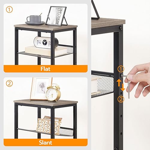 Miniatura 9 de HOOBRO Mesa auxiliar, mesa de teléfono industrial con estantes de malla ajustables, para pasillo de oficina o sala de estar, muebles de aspecto de