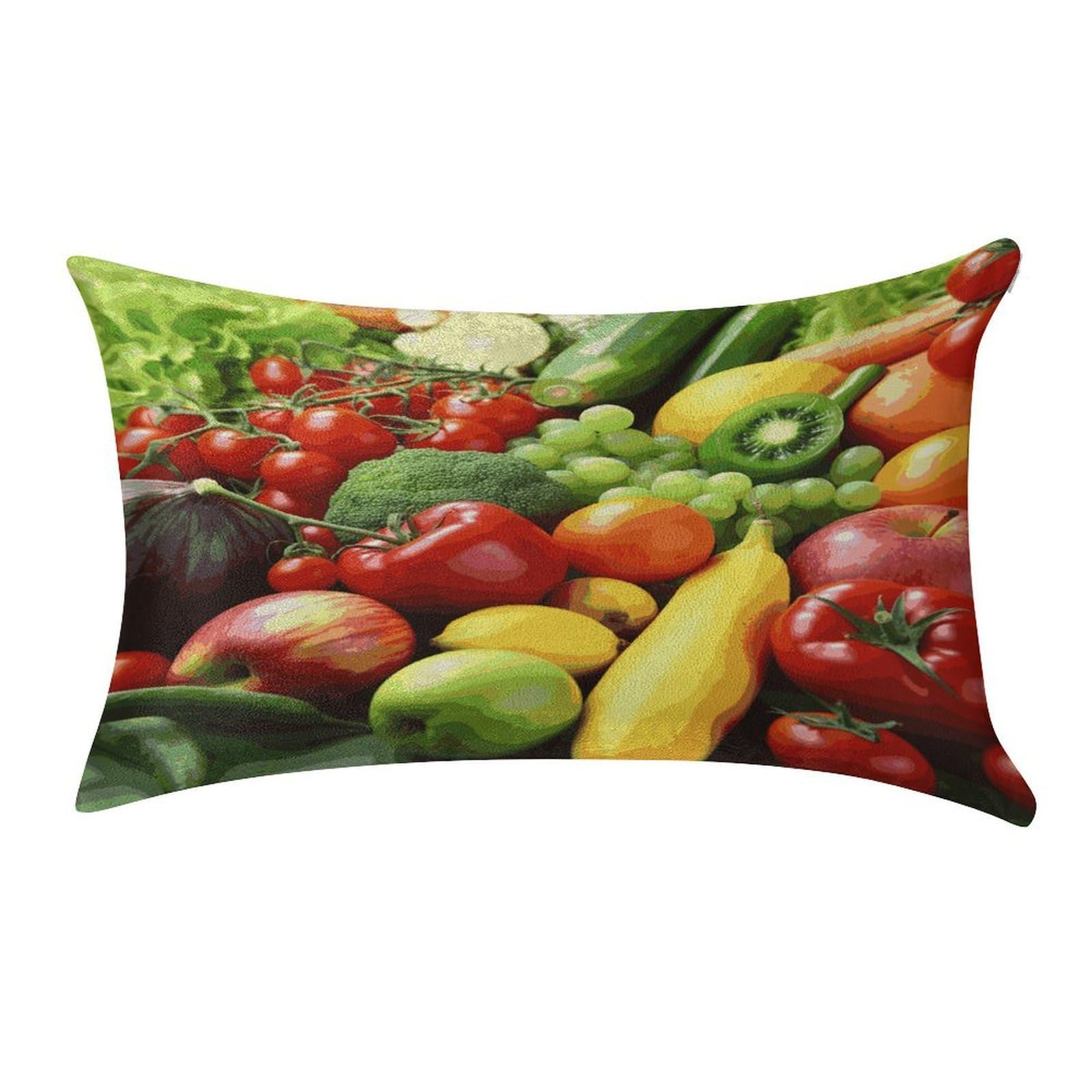 FekiLoot Fresh Vegetables Fruits Pillow Covers Luxury Velvet Oblong Pillowcases Rectangular Throw Pillows Case Decorative Velvet Cushion Covers Ultra Soft Lumbar Pillow Shells 12 X 20 in