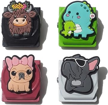 4pcs Chip Clips, Adorable Cartoon Style Clips for Chips and Other Food Bags, Fridge Magnets Refrigerator Magnets, Magnet for whiteboardKitchen French Bulldog