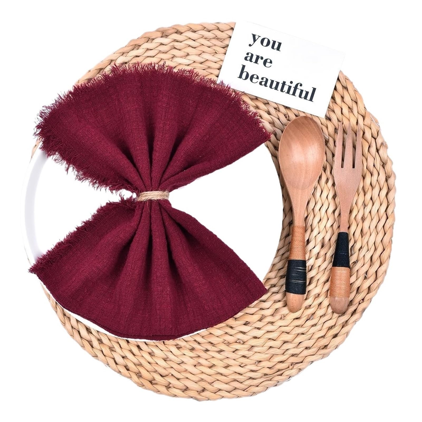 Cotton Table Napkins, Cotton Gauze Table Napkins 32x32cm Reusable Multicolor Wedding Decor(20pcs Burgundy)