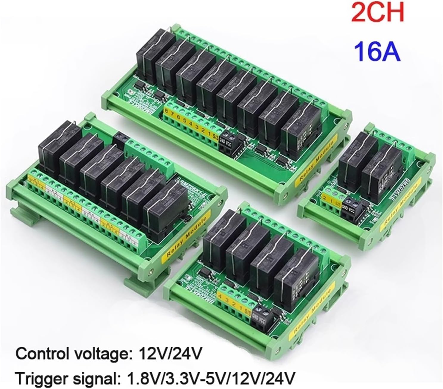 2-24CH 16A Pluggable Optocoupler Isolation Relay Module Supply Voltage: 12V/24V Trigger 1.8V(2CH)