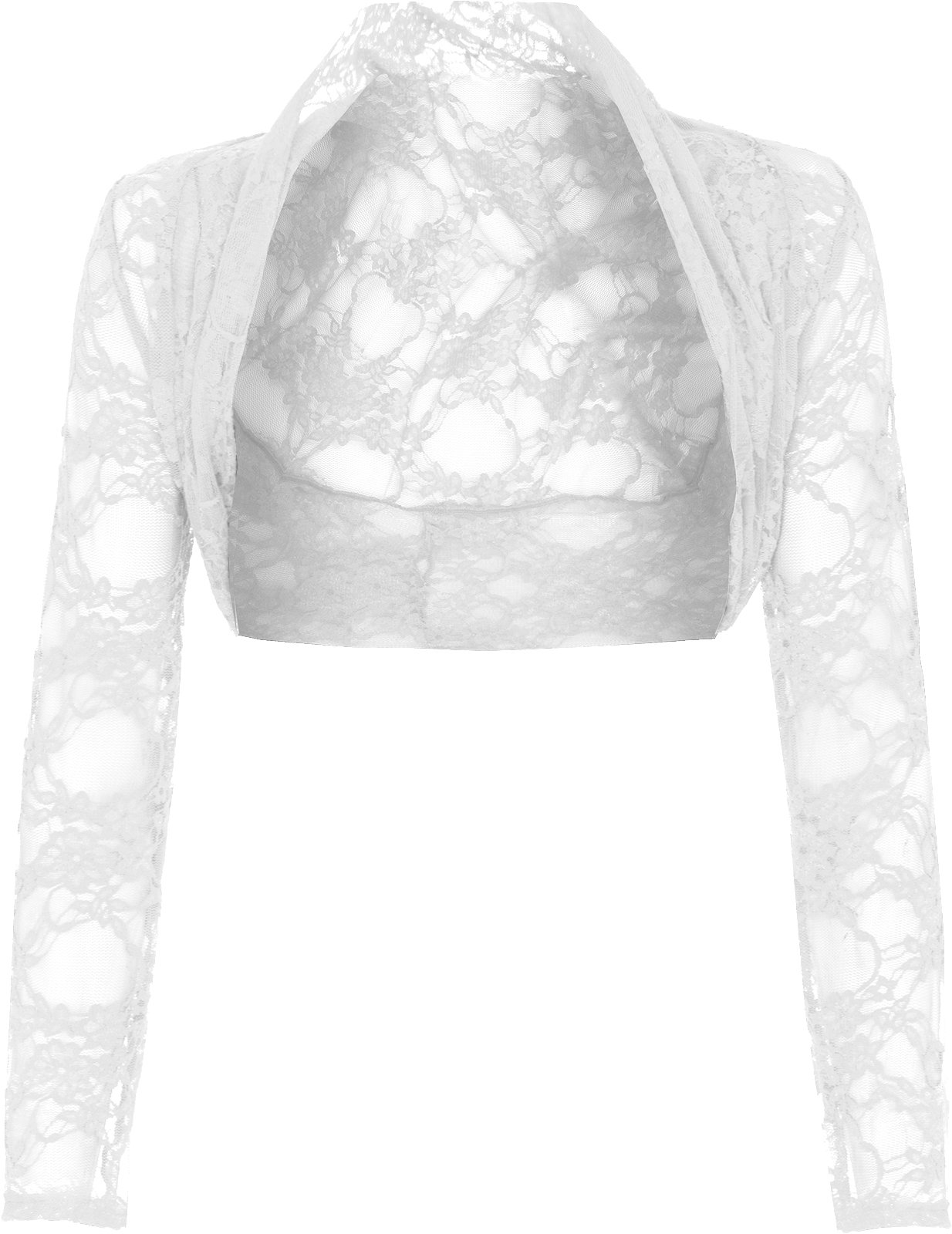 Body2Body Womens Cropped Lace Shrug Ladies Bolero Plus Size Cardigan Top Size 8-26 (8-10(S/M), White)