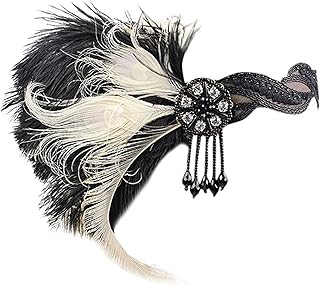 Feather Headband Hairband 1920s Headpiece Feather Flapper Headband Great Gatsby Headdress Vintage Bandeau Femme Pour Cheveux Red Feather Headband (Size : White)