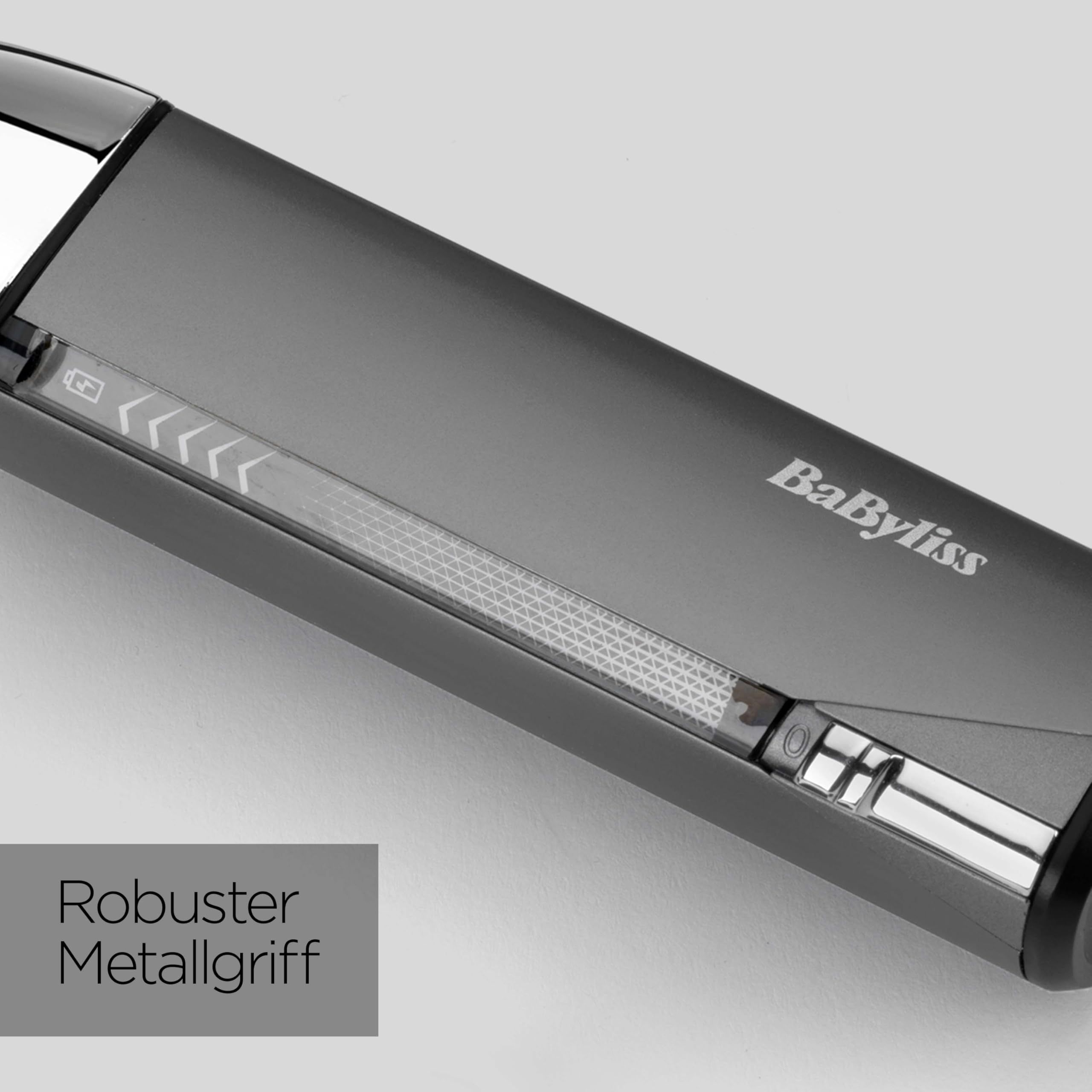 BaByliss Super-X Metall Stoppel & Barttrimmer– Professionelles Grooming-Tool mit japanischer Stahl Skeleton T‑Klinge, Lithium‑Ionen‑Akku, 5 Stunden kabellose Laufzeit, wasserdicht, T996E