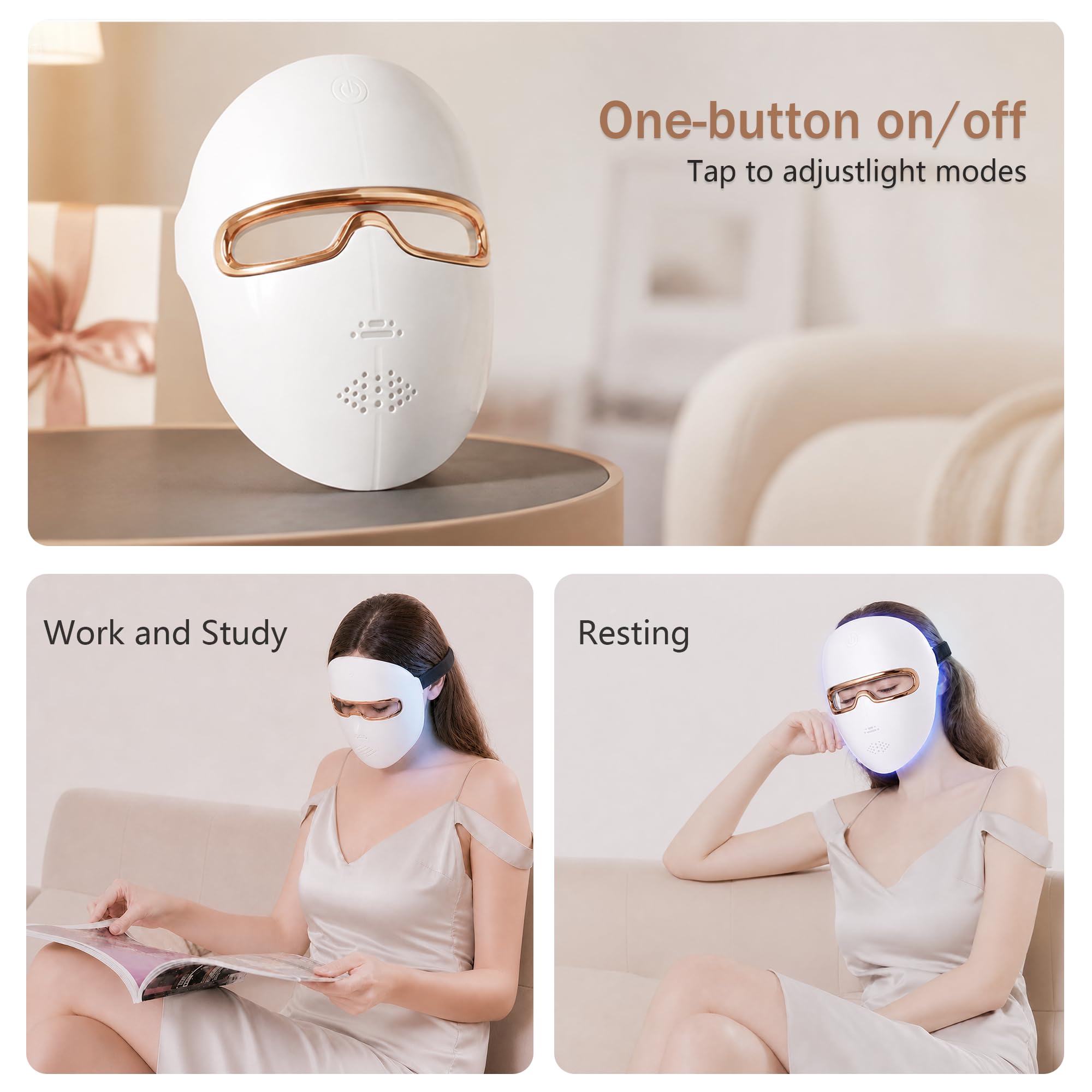 Red Light Therapy Mask for Face, 850nmNIR Treats Acne & Wrinkles