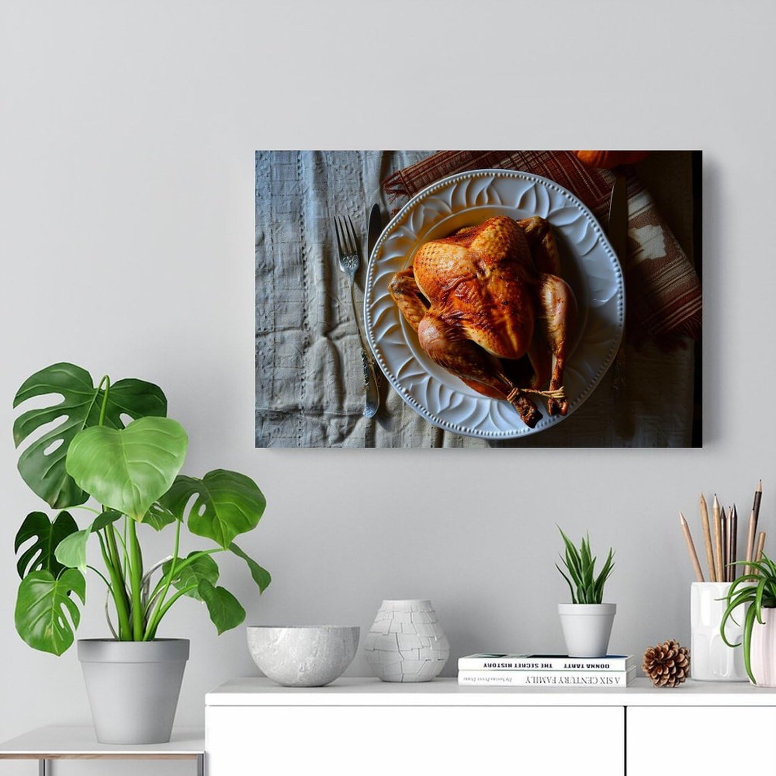 GMUKIFFY Stampa artistica su tela placcata con cibo su tela, pronta da appendere, decorazione da parete pronta da appendere, 50 x 75 cm