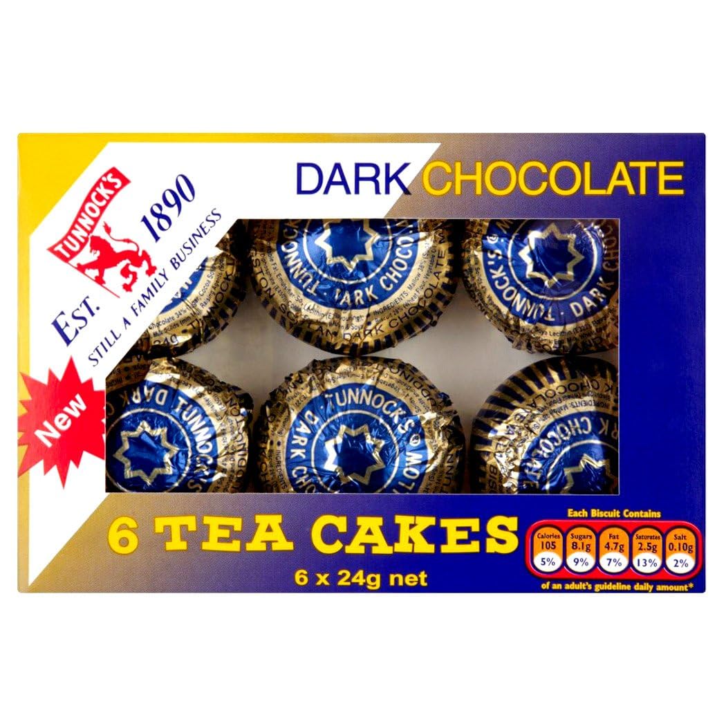 Tunnock's Tea Cakes Dark Chocolate 6 Pack - 24g (Pack of 1)