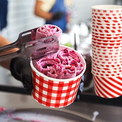 Miniatura 7 de Zubebe Paquete de 120 vasos de papel para helado desechables de 9 onzas, cuencos para aperitivos para alimentos calientes o fríos, a cuadros,