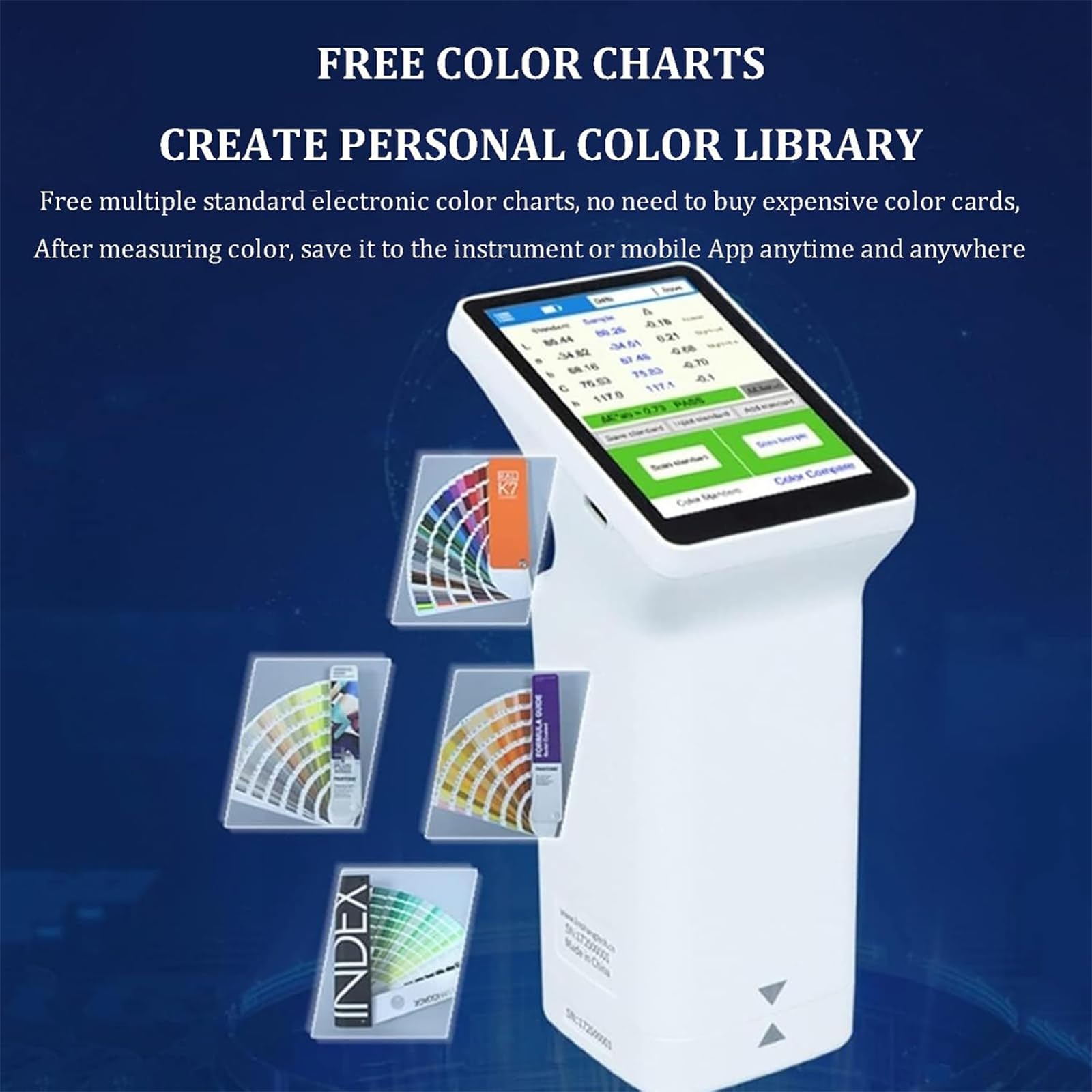 Colorímetro digital con pantalla táctil, espectrofotómetro, fuente de luz blanca LED, tarjeta electrónica de color integrada, batería recargable de 4000 mAh