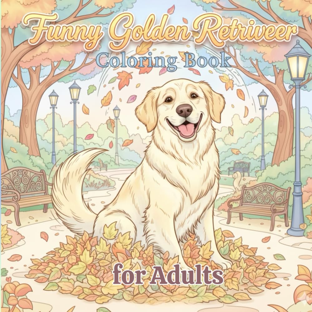 Funny Golden Retriever Coloring Book for Adults: A Whimsical Adult Coloring Book Featuring Silly Goldens, Intricate Floral Patterns, and Positive Vibes for Dog Lovers and Mindful Relaxation