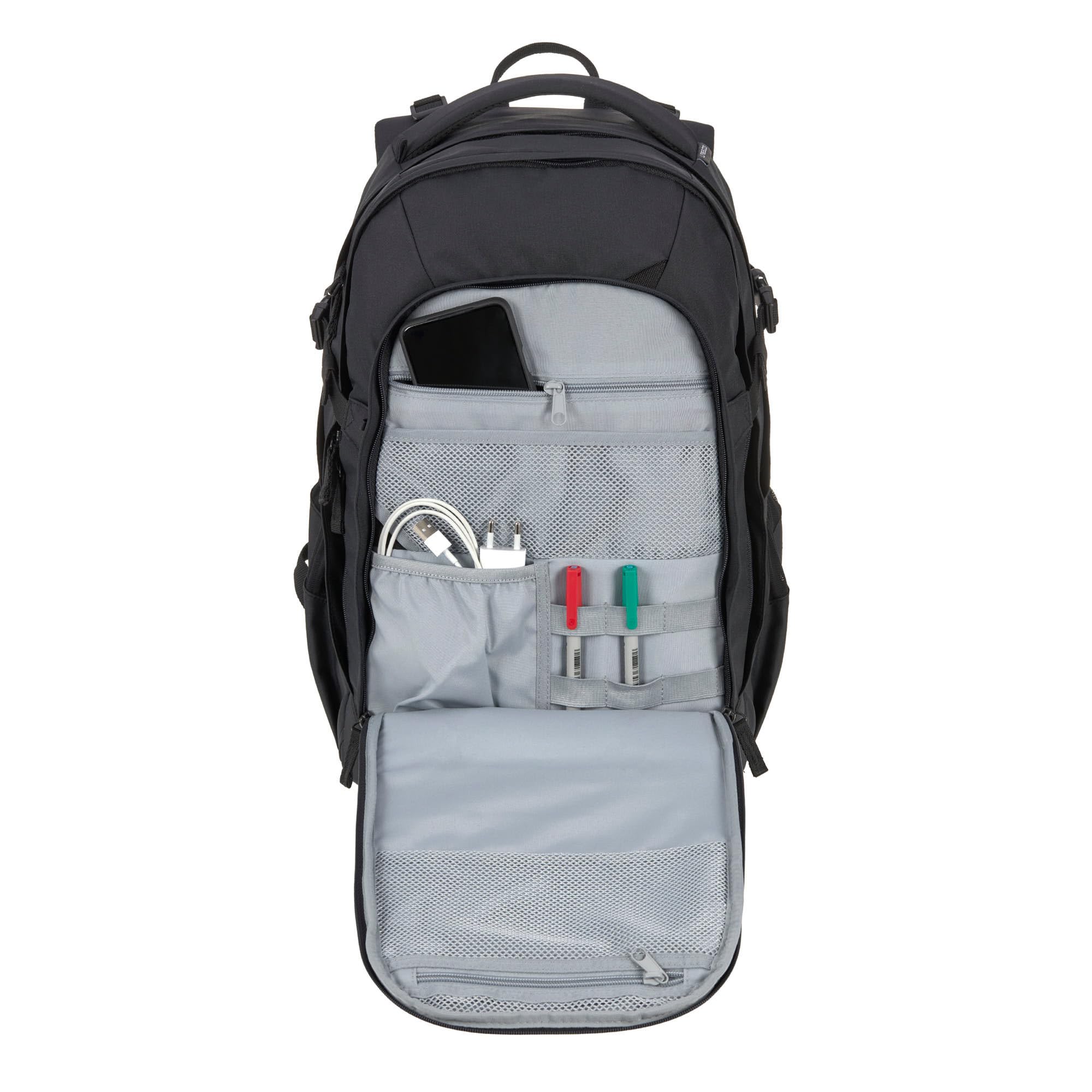 BOLD Lässig Schulrucksack mit Reflektoren und höhenverstellbarem Rückenteil/School Backpack Bold black