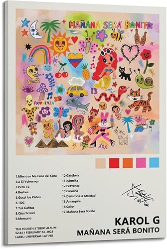 Karol G Mañana Será Bonito póster para estética de habitación, póster de arte en lienzo, impresión artística moderna para dormitorio familiar,