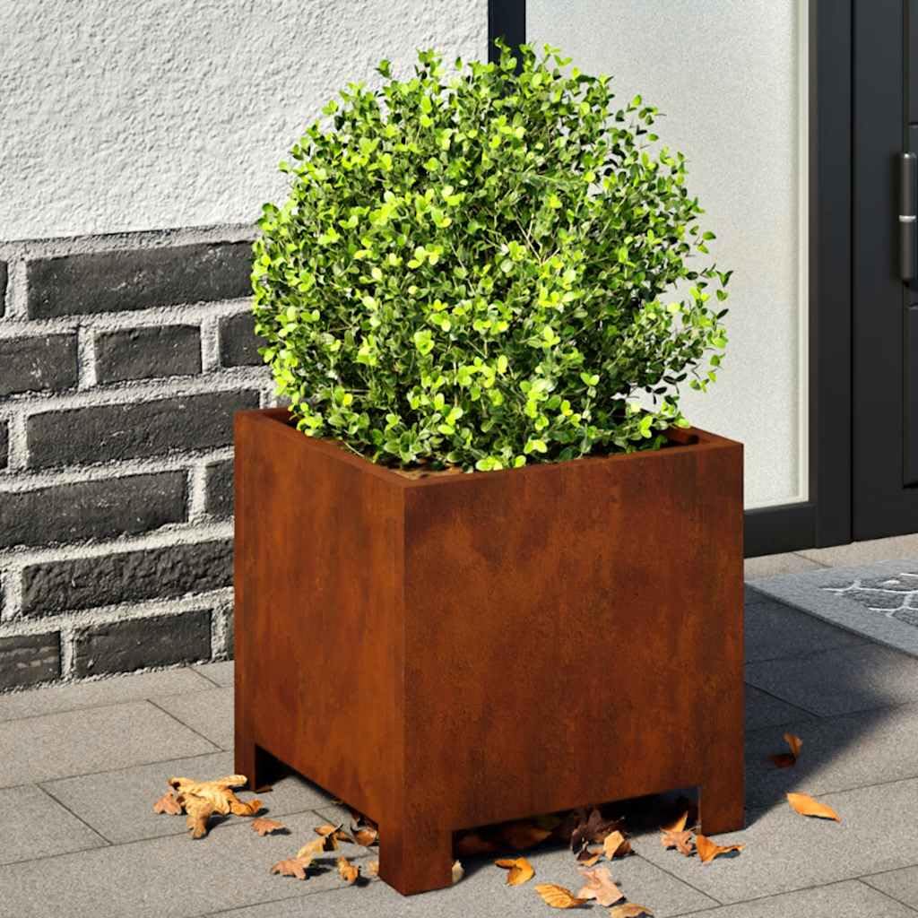 Doniczki ogrodowe 2 szt. 30x30x30 cm Stal kortenowska Donica na kwiaty ozdobna rustykalna do ogrodu balkonu tarasu patio