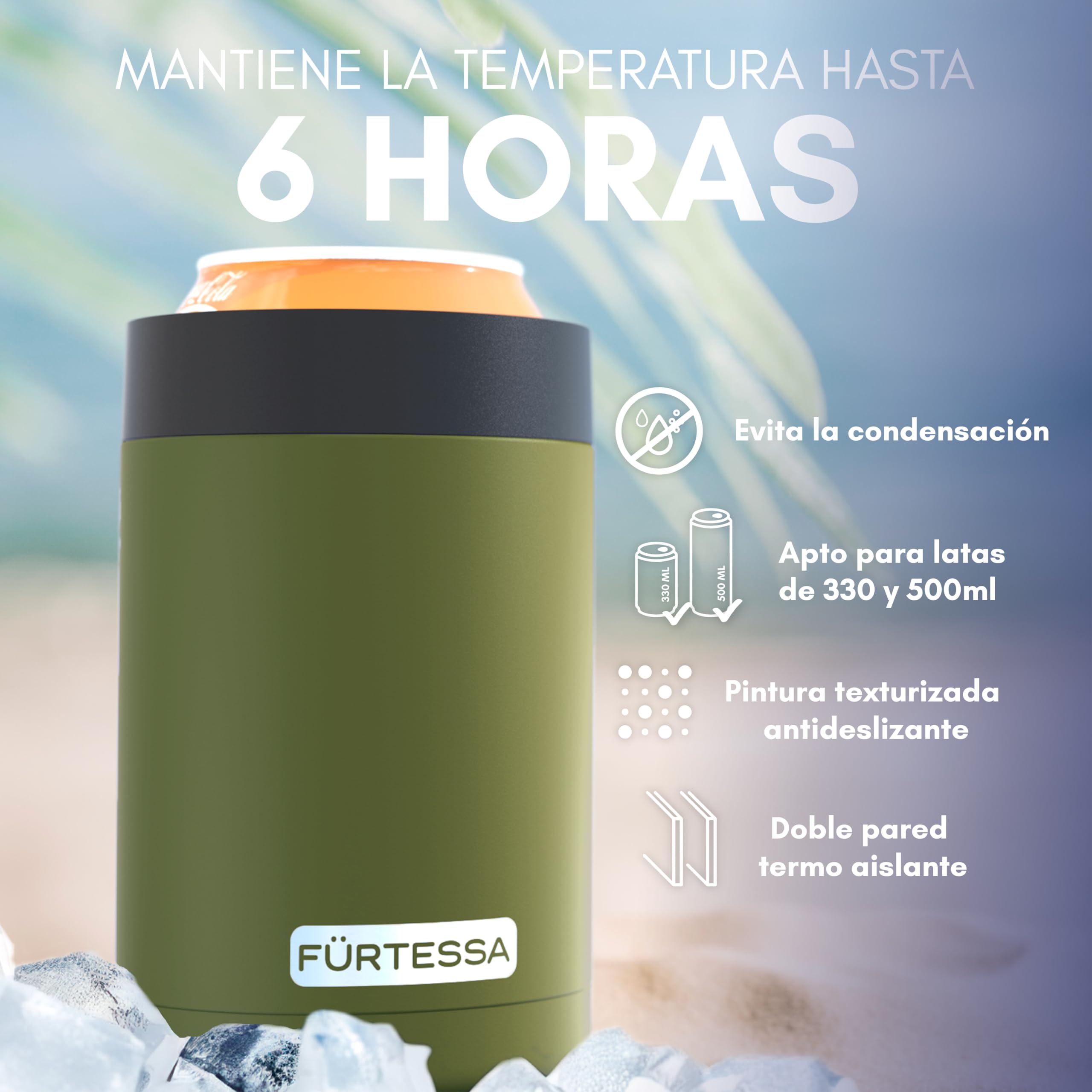 Enfriador de Latas de 330ML: Refresca tus bebidas favoritas con este Enfriador de Bebida para Latas Refrescos y Cerveza. Enfriador Lata que Ayuda a Mantener Bebida Fría, Can Cooler (Verde)