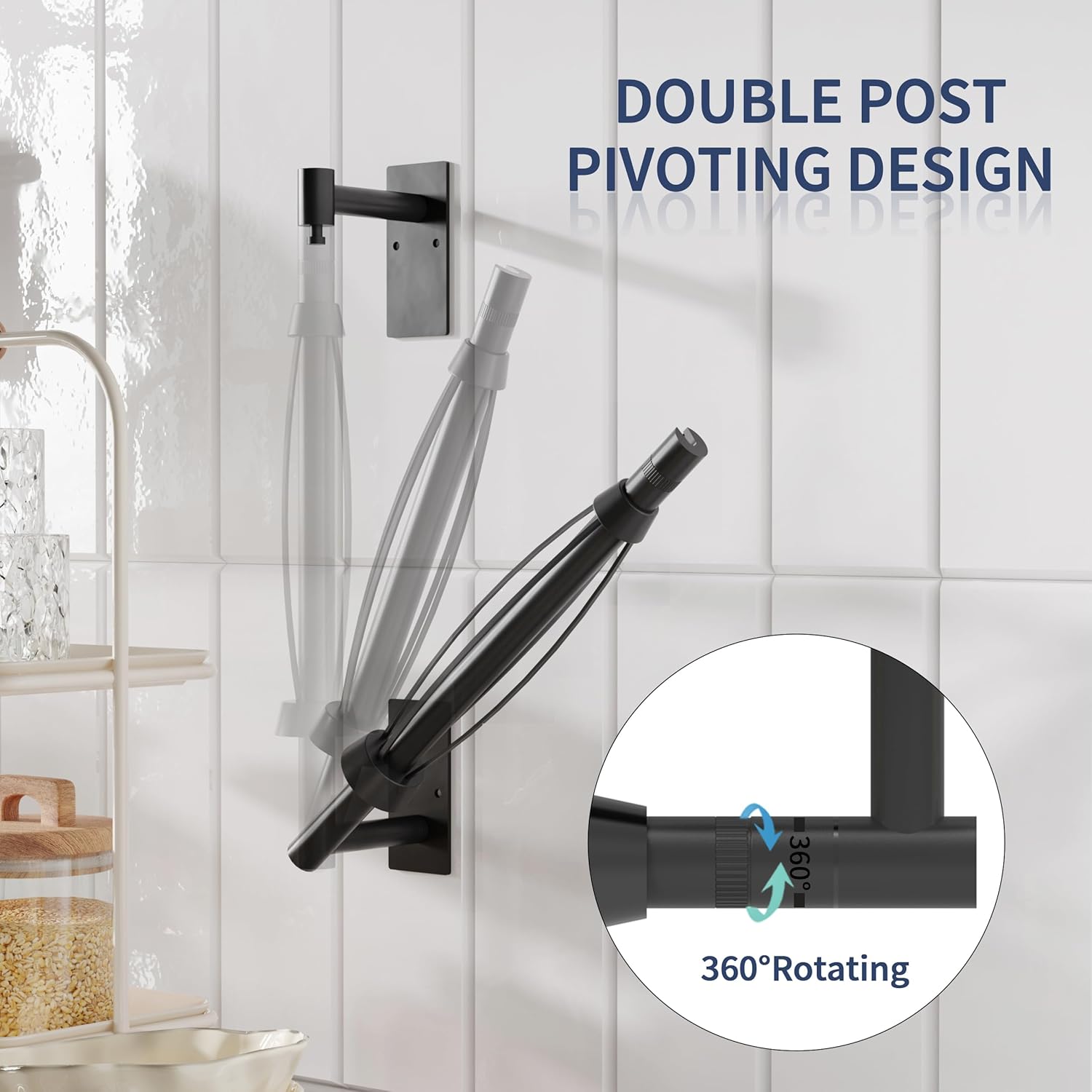 Paper Towel Holder Under Cabinet Square, Single Hand Operable Roll Holder with Damping Effect,Self-Adhesive or Drilled SUS304 Stainless Steel for Kitchen Bathroom,Matte Black