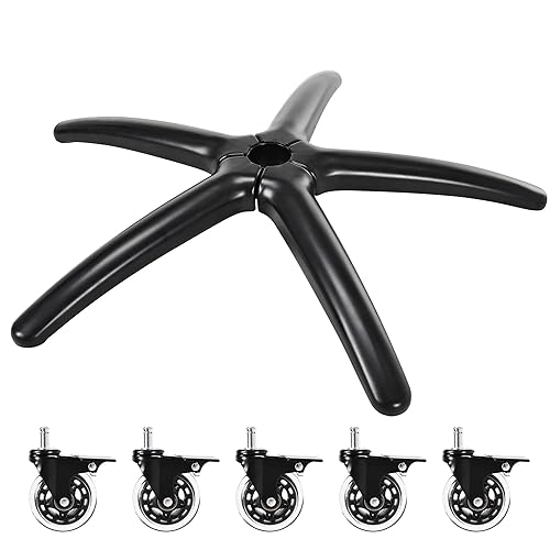 Frassie Silla de juegos de oficina resistente de 28 pulgadas, pieza de repuesto con 5 ruedas con frenos, patas anchas para computadora y escritorio