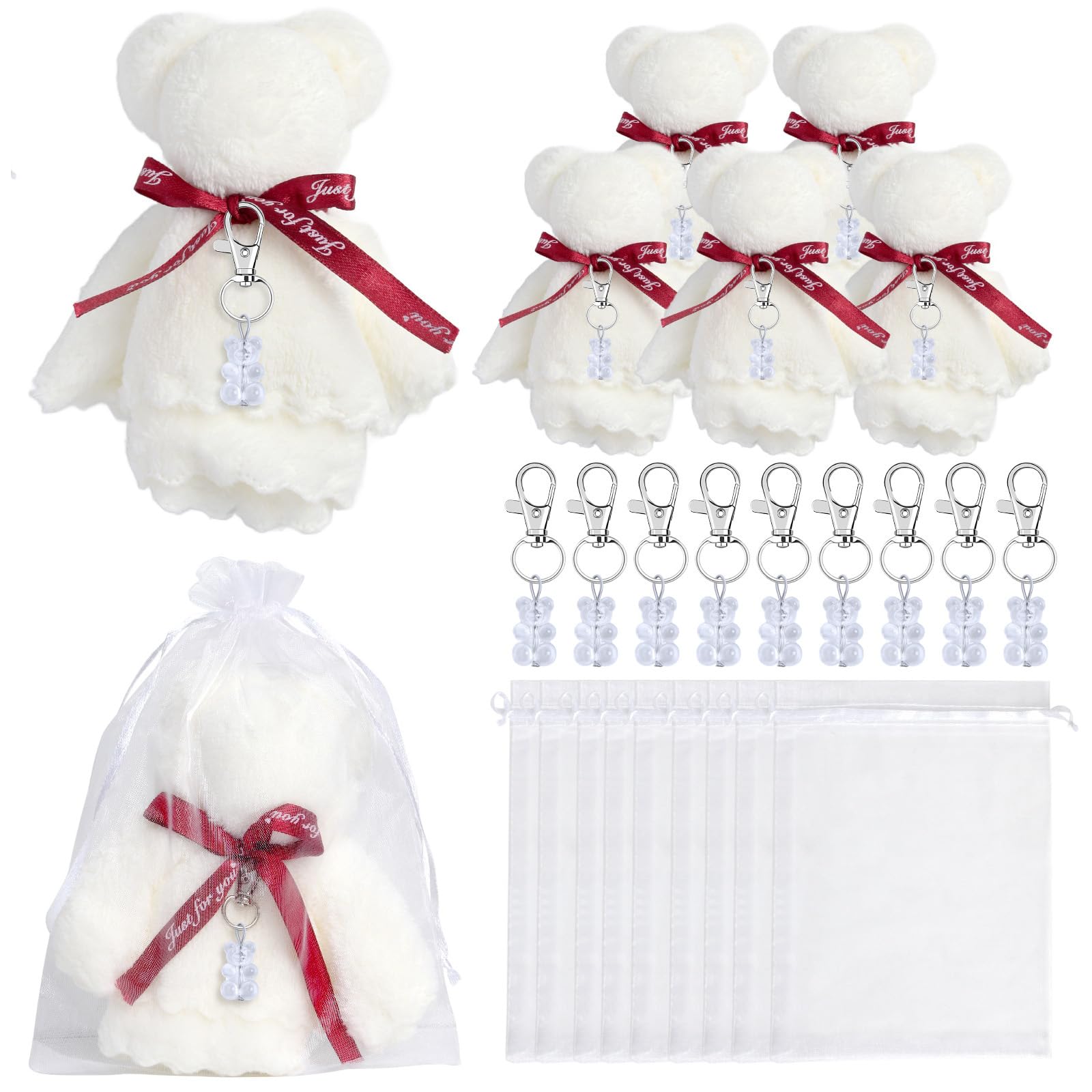 Elnwnnkc Bear Keychains Thank You Tages White Organza Bags Towels for Baby Showers Favor Wedding Birthday Party Supplies Baby Showers Return Favor