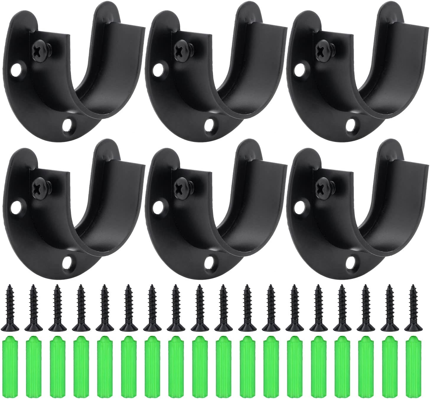 6 Pcs Closet Rod Brackets, U Shape Shower Rod Holder Heavy Duty White