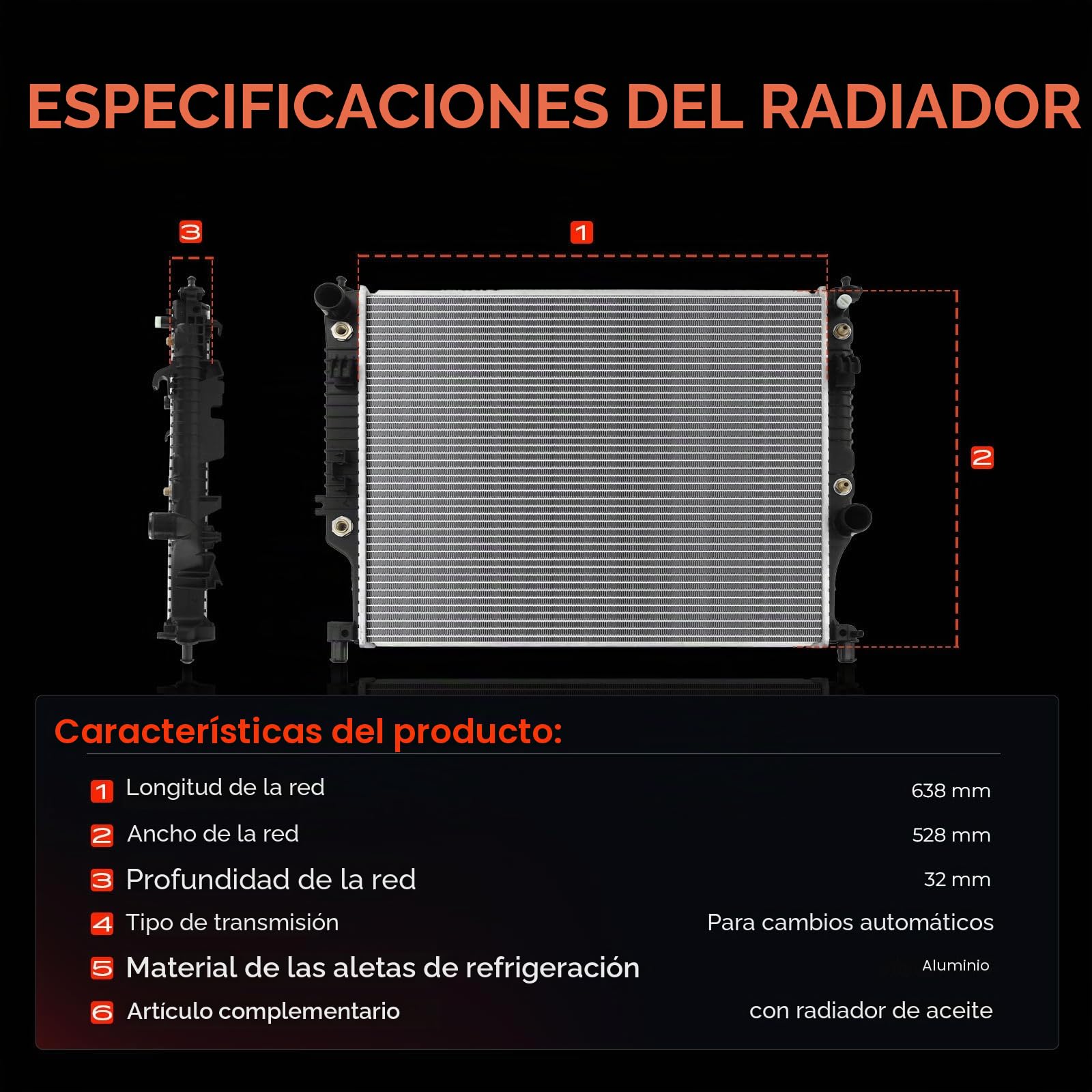Frankberg Radiador de refrigeración por agua MT/AT Replace #2515000603