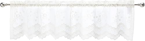Commonwealth Home Fashions Mona Lisa - Cenefa de encaje festoneado jacquard de 56 x 15 pulgadas, cáscara de huevo
