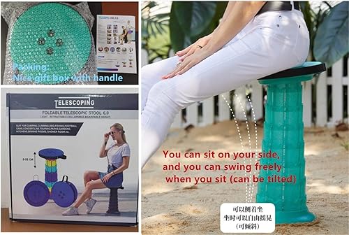 Miniatura 7 de davidamy's gift Taburete plegable mejorado portátil telescópico plegable de 6 generación, taburete retráctil con capacidad de carga de 440 libras