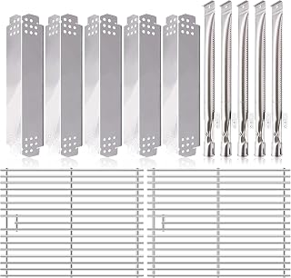 Grill Replacement Parts for Nexgrill 5 Burner 720-0888N, 720-0888, 4 Burner 720-0830H, 720-0783E. 17 Inch Grill Cooking Grates, Heat Plates Shield and Burner Tubes for Home Depot Nexgrill Grill Parts.