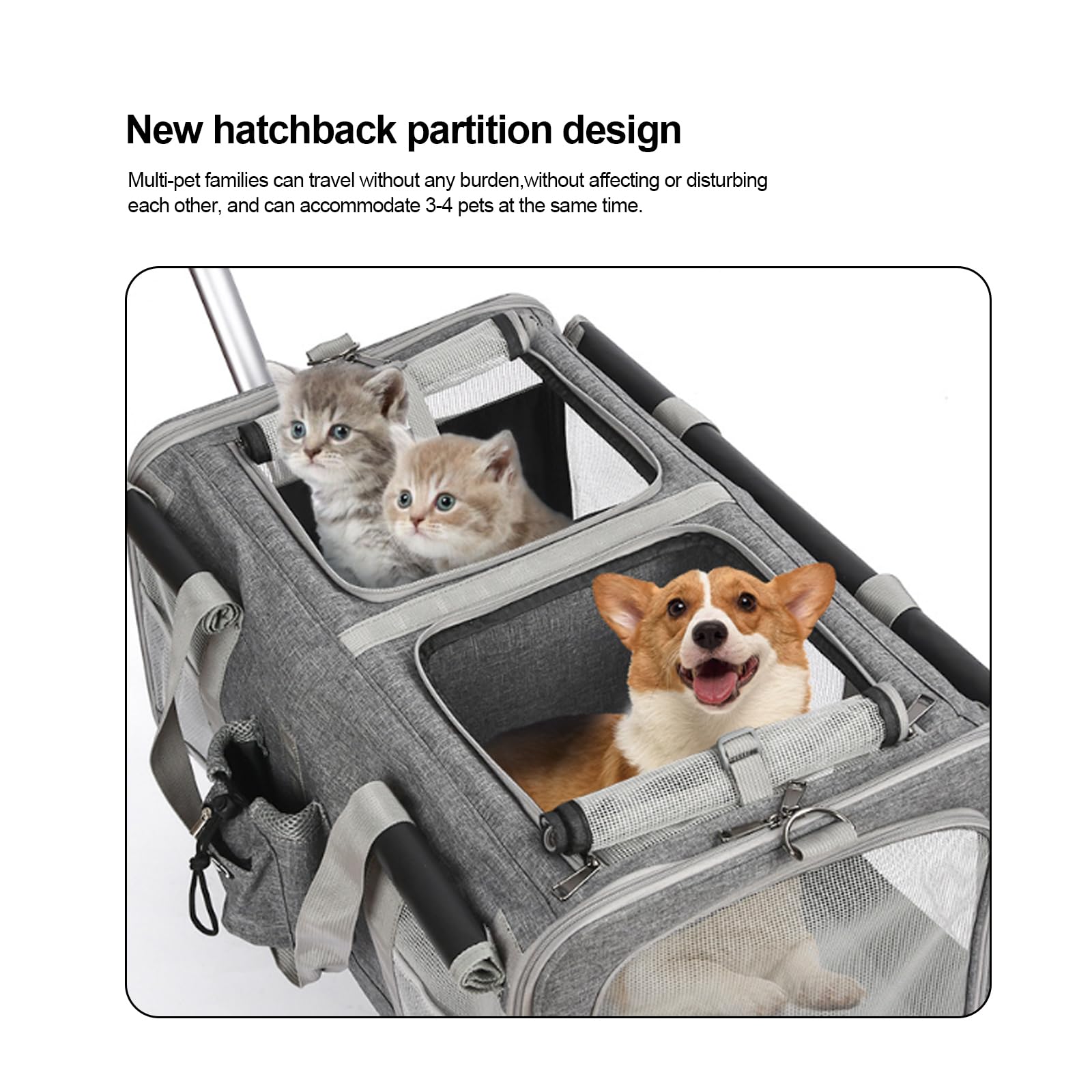 Trasportino Per Animali Domestici Extra Large Pieghevole - Doppio Scomparto Con Ruote, Per Gatti E Cani - Foto 13