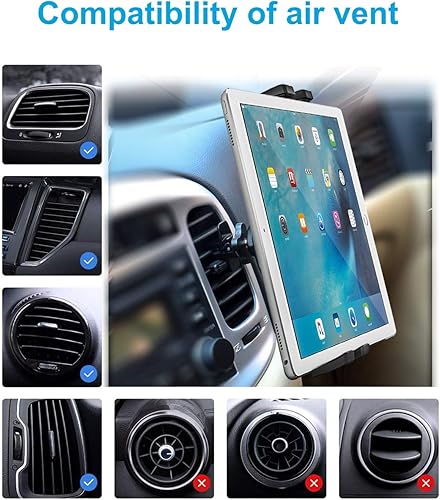 Miniatura 6 de woleyi Soporte de tableta para ventilación de automóvil, súper estable y fácil Soporte para tableta de ventilación de automóvil con clip ajustable