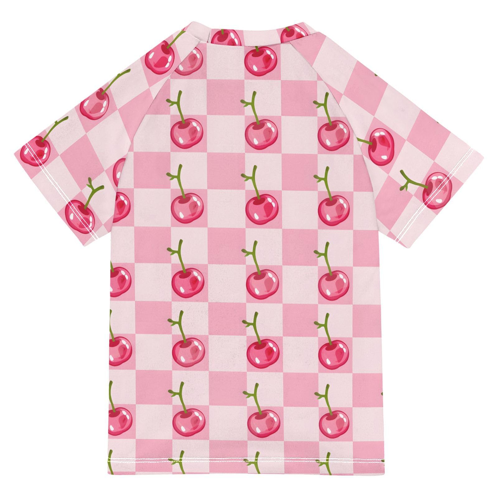 ALAZA Kids Rash Guard Boys Toddler Swim Shirts Short Sleeve Cherry Lattice UPF 50+ 3T