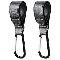 Vista 1 de Ganchos para colgar cochecito, 2 correas de clip de cuero duraderas estilo cochecito, ganchos para cochecito de bebé para bolsas de pañales, bolsas